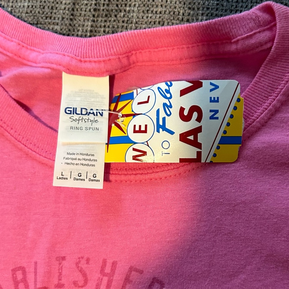 NWT Las Vegas Pink with White Lettering short sleeve t-shirt  size large - Picture 6 of 6